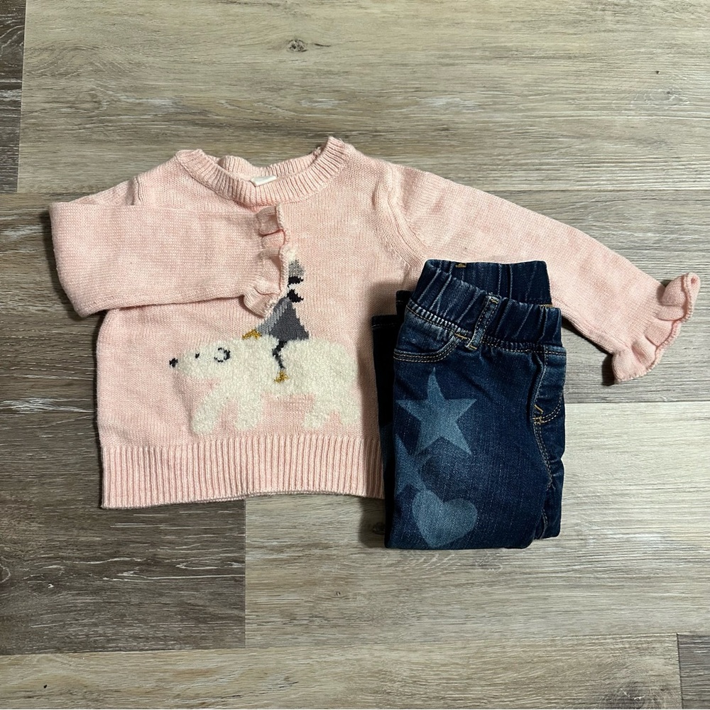 GAP Pink Polar Bear Knit Sweater